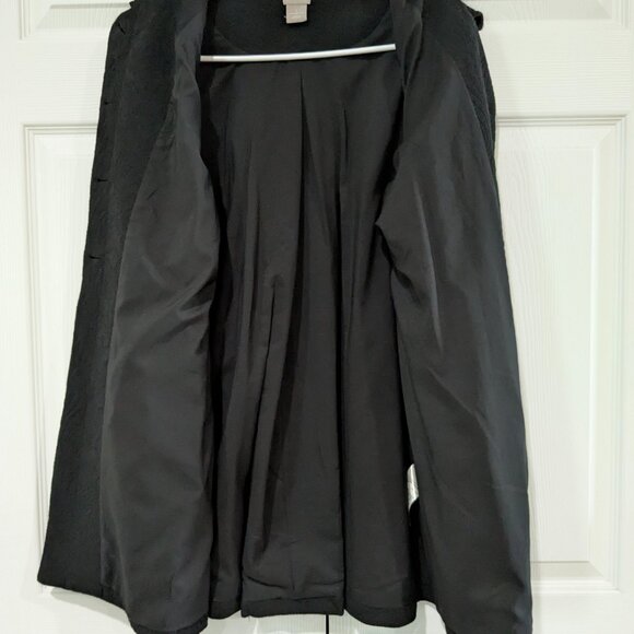 Chico's Women's Beaded Coat Black Size 1 (Small), Textured Pattern, Pleated Back - Picture 11 of 15